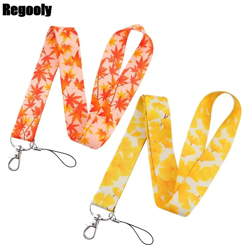 

Apricot Maple leaf Lanyard for Keys Phone Cool Neck Strap Lanyard for Camera Whistle ID Badge Cute webbings ribbons Gifts
