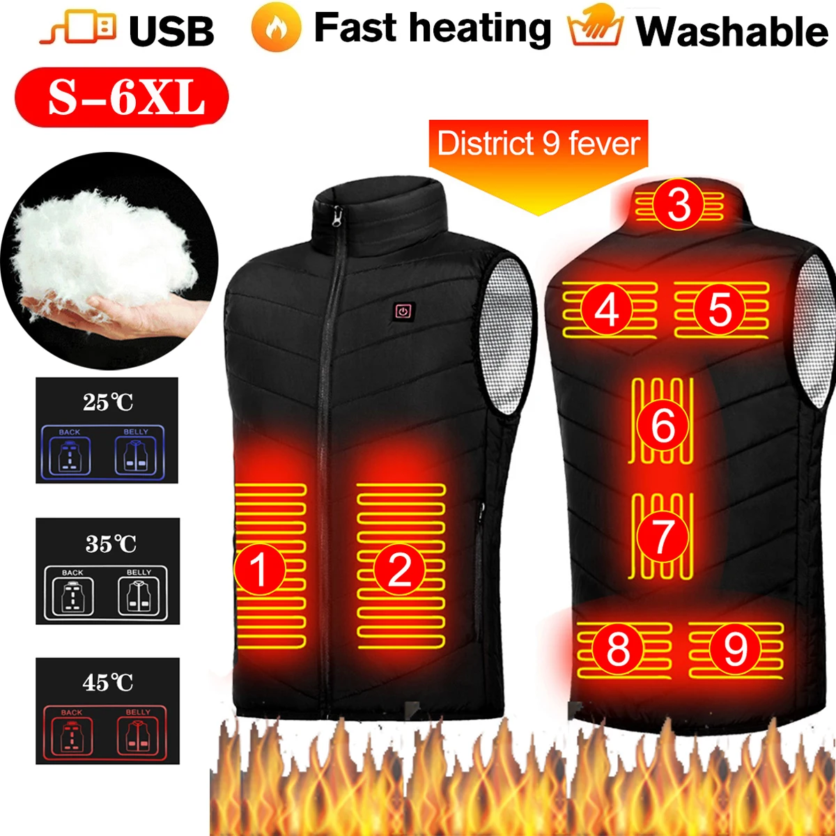 

9/11/13 Place Heated Vest Men Women USB Heated Jacket Heating Vest Thermal Clothing Hunting Vest Winter Heating Jacket Waistcoat