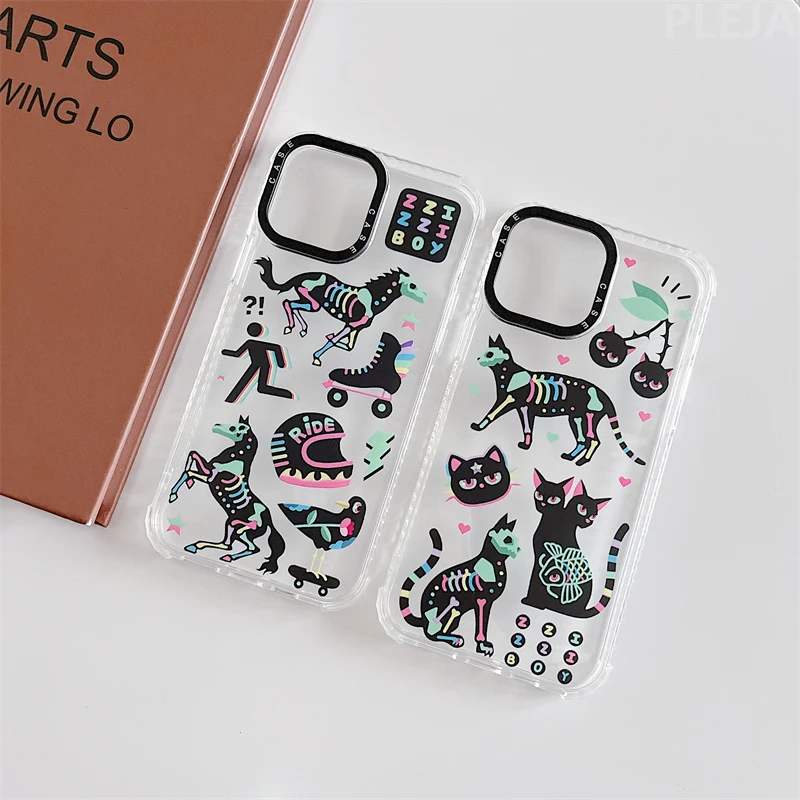 Модный милый чехол для телефона с изображением рентгеновского кота и лошади iPhone