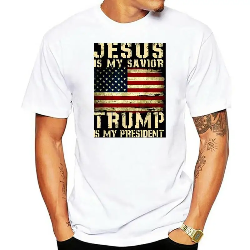 

Black Jesus Is My Savior Trump Is My President For Men Women Shirt 100% Cotton Custom Special Print Tee Shirt