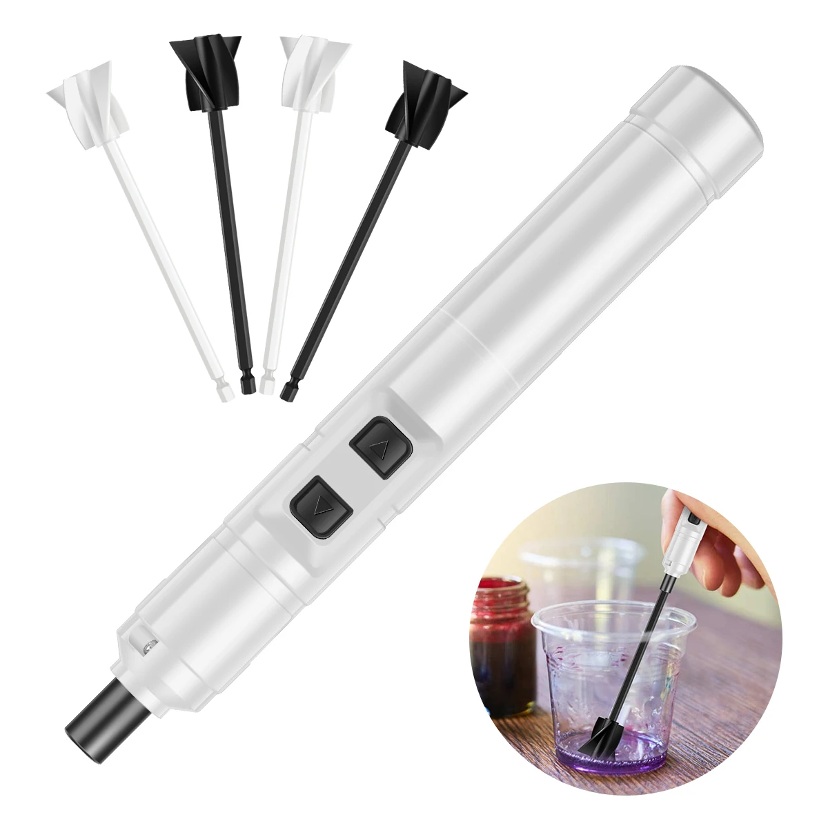 

Электрический ручной мешалка из эпоксидной смолы с 4 патронами для перемешивания на 1/4 дюйма