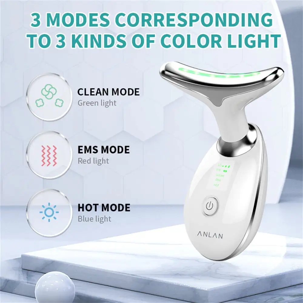 

Face Massager Neck Beauty Device Anti Wrinkle Neck Lifting EMS Massage Skin Care Tools White