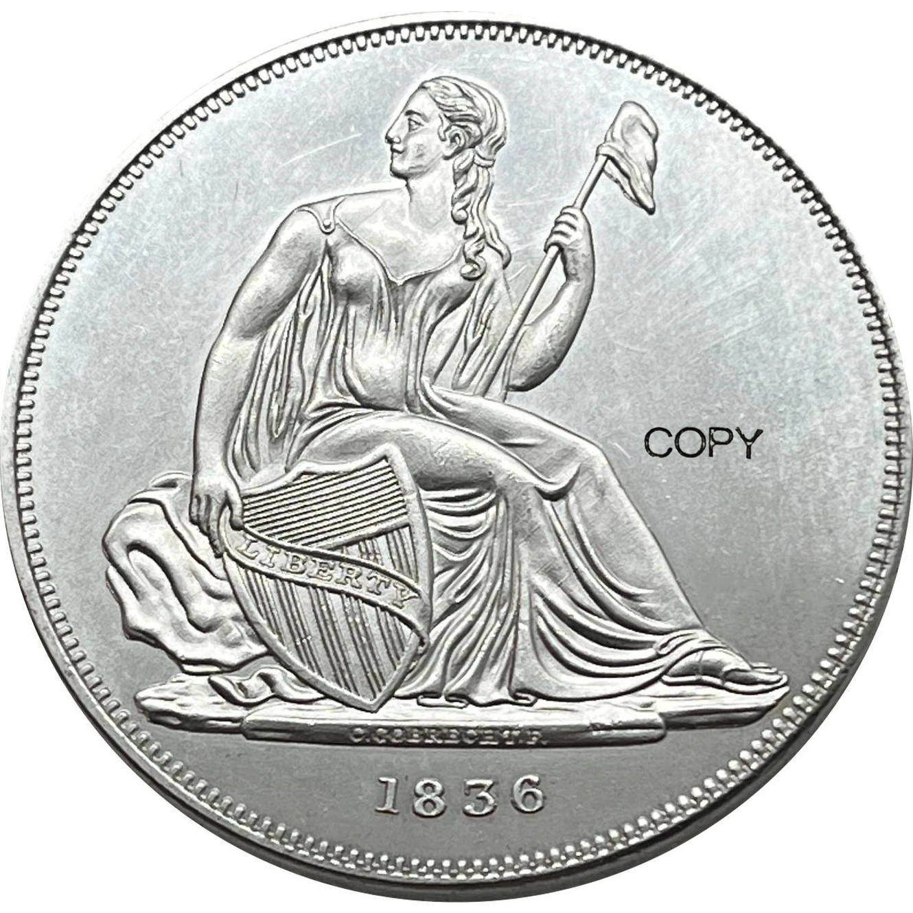 1 доллар США, 1836 гобрехт, название доллара на базе медали, американская копия, памятная монета США, 2 мировая война