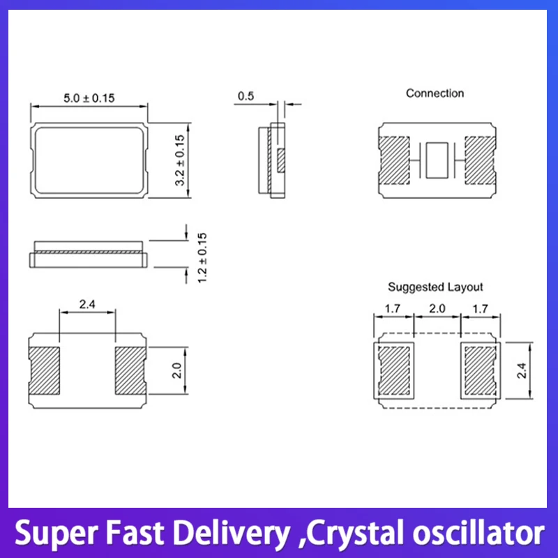 

10PCS 5032 9PF 5*3.2mm 26M 26MHZ 26.000MHZ SMD passive crystal oscillator crystal resonator 5.0x3 2mm