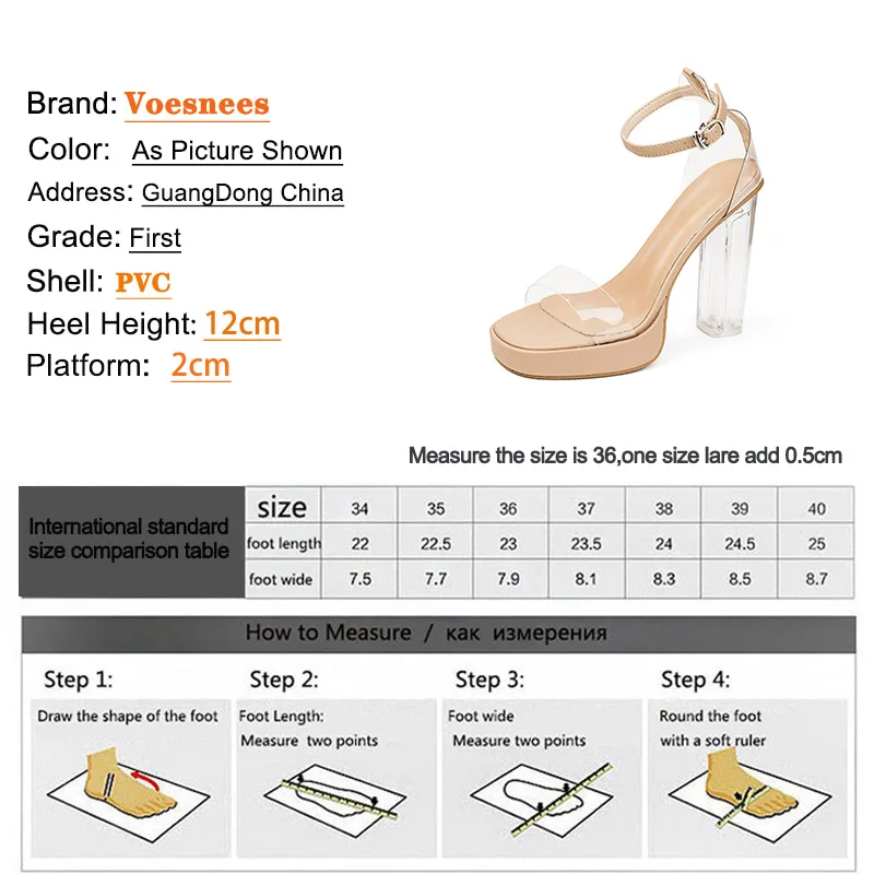 PVC Transparent Band Sexy High Heels 2023 New Waterproof Platform Summer Women Shoes 12CM Crystal Chunk Heeled Fashion Sandals images - 6
