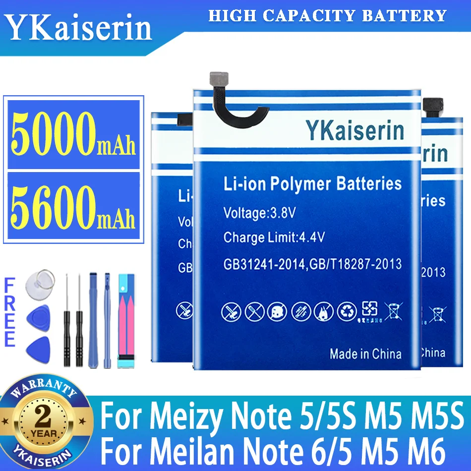 

Аккумулятор ykaisin для Meizu Meilan Note 5 6 Note5 Note6 M5 Note M5Note 5S M5S M6 M612Q M612M M721Q, высококачественные батареи