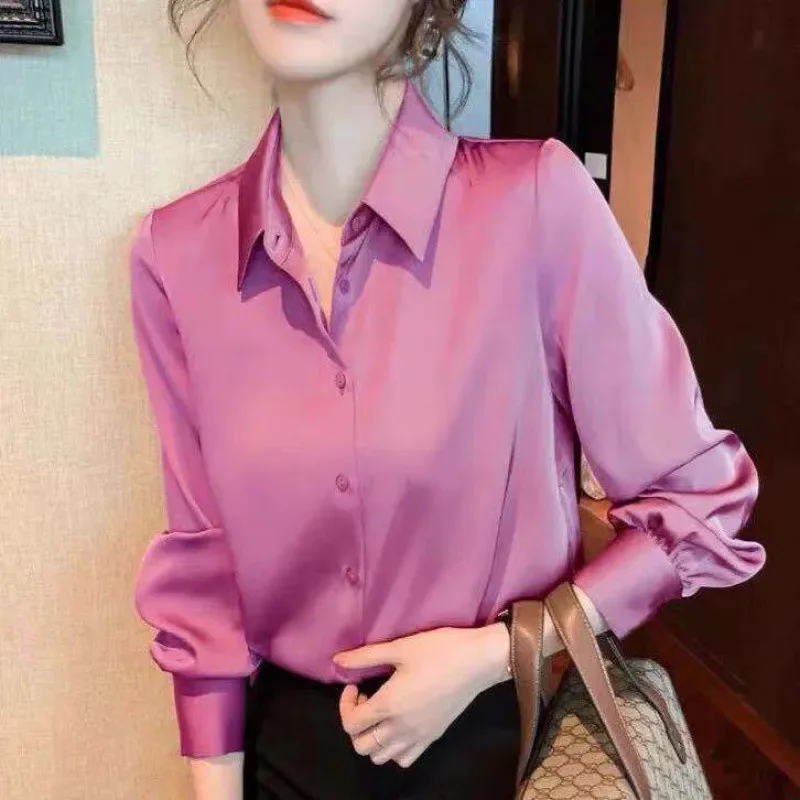 2024 New Women's Long Sleeve Solid Color Shirt Versatile Fashionable Outer Wear Top Design Sensibility Niche High-End Slimming B