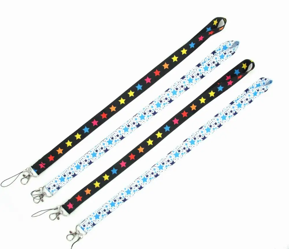

Free Shipping 30pcs Colorful Multi Star Shaped Key lanyard ID case holders for Party phone strap lanyards cellphone lanyard