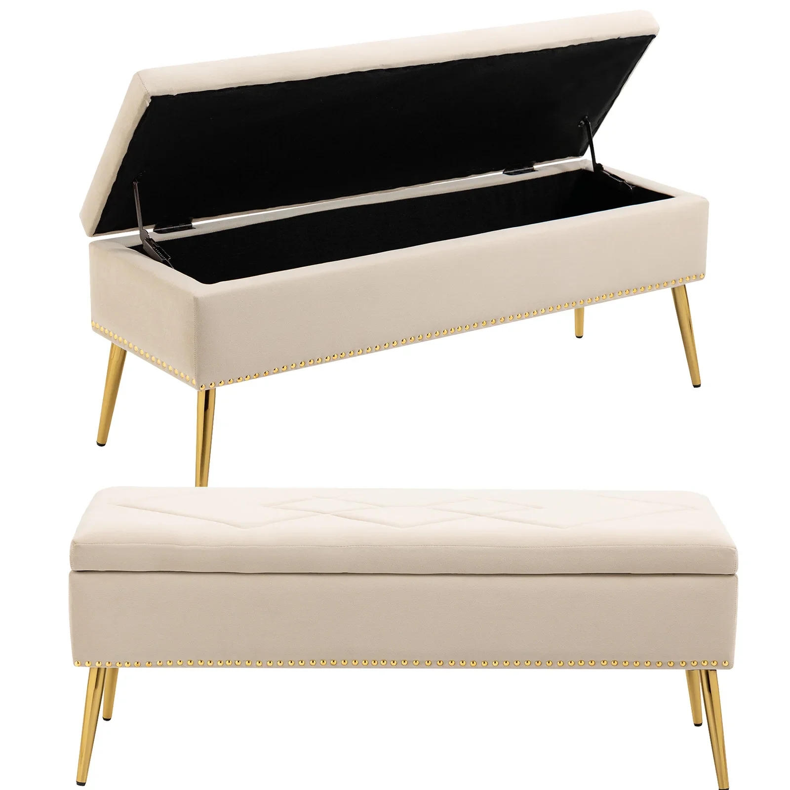 Современная бархатная подставка для ног с мягкой обивкой и заклепками