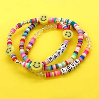 go2boho 3pcslot rainbow heishi disc beads bracelet heart love happy letter smiley summer bracelets for women fashion jewerly
