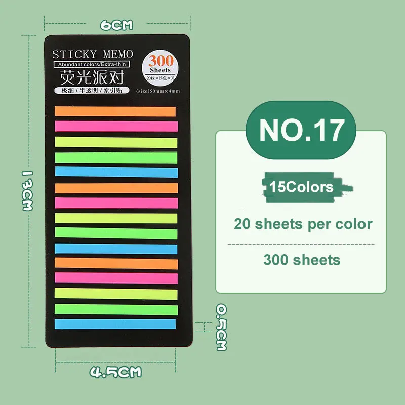 JCD 300 Sheets Rainbow Color Index Memo Pad Sticky Notes Paper Sticker Notepad Bookmark School Supplies Kawaii Stationery Gifts