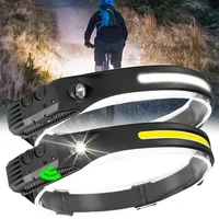 1 4pcs led headlamp usb rechargable flashlight cob led head lamp 5 lighting mode work light for outdoor hiking fishing lanterna