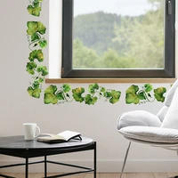 green fresh leaves wallpaper bedroom bedside forest plant glass wall decoration door waist line bedroom porch home wall sticker
