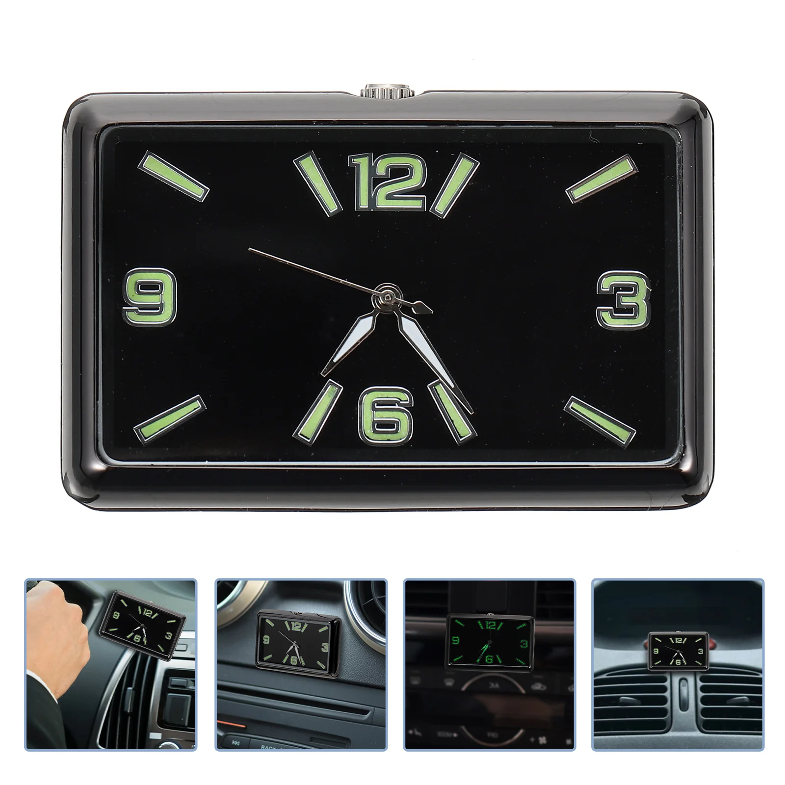

Adhesive Analog Clock Car Dashboard Tiny Clock Square Clock Ornament for Car