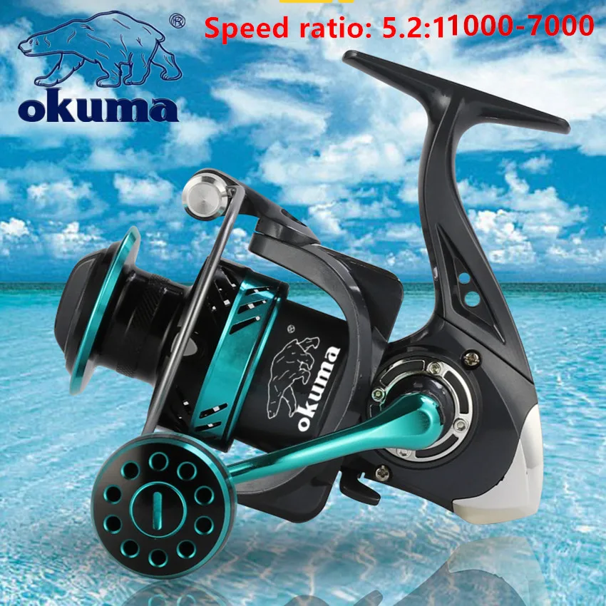 OKUMA Newest Spinning Fishing Reel 1000-7000 Ultralight Max Drag 13BB 5.2:1 Surfcasting Spinning Reel Saltwater Jigging Reels