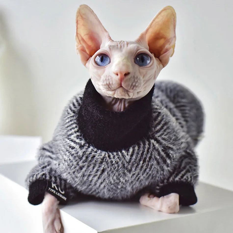

Одежда для кошки сфинкса, свитер, теплая плотная одежда, пальто для котят, модная куртка, комбинезон, одежда для кошки сфинкса, зима
