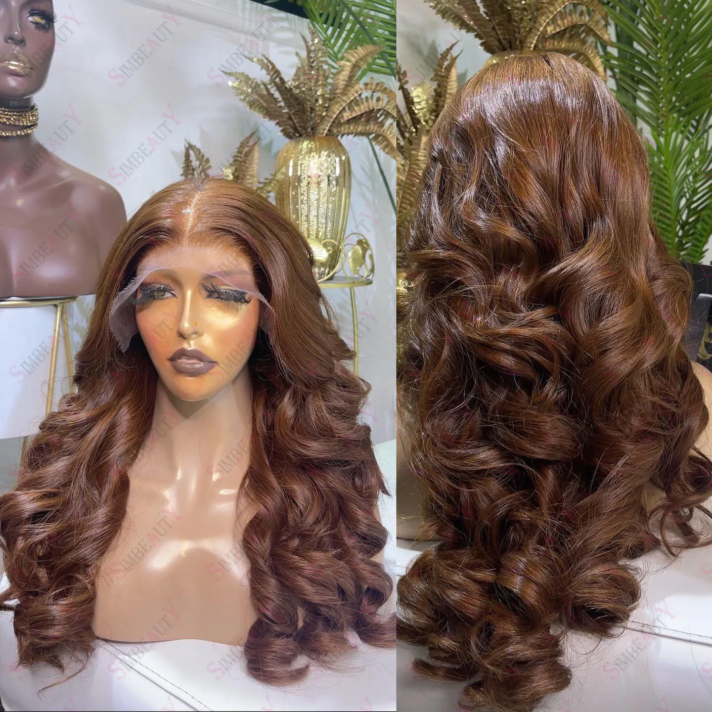 

Loose Wave Brown Auburn Remy Human Hair 13x6 Lace Front 180 Density Deep Parting Space Wigs for Black Women with Baby Hair