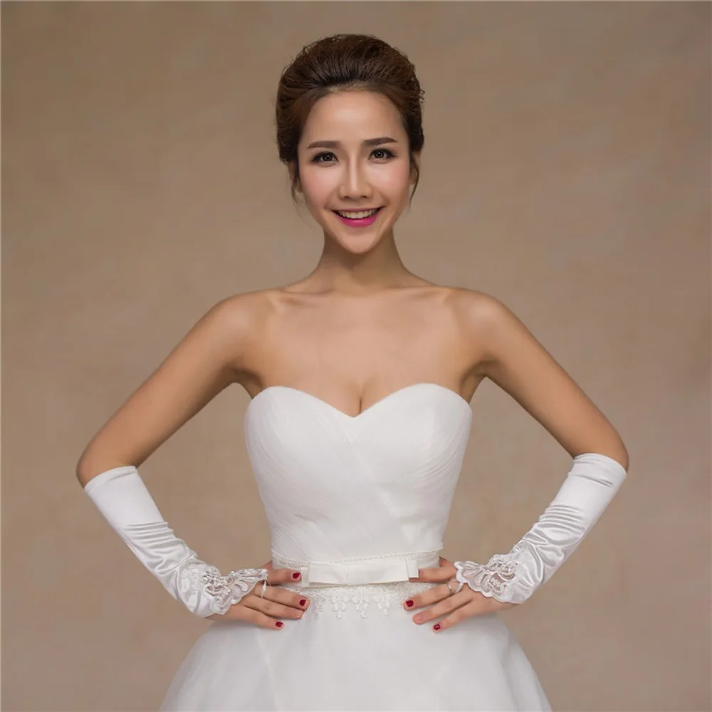 

Elastic Elegant Banquet Dress Accessories Autumn Cosplay Fingerless Mittens Wedding Lace Long Gloves Bridal Gloves