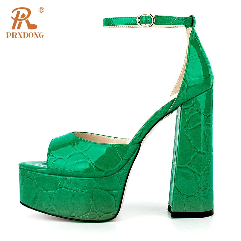 

Женские босоножки-гладиаторы PRXDONG, черные вечерние босоножки-гладиаторы на толстой платформе и высоком каблуке, с открытым носком, Размеры ...