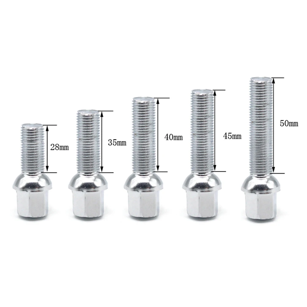 

10 Pieces 28/35/40/45/50mm Lengthen Steel Wheel Bolts M14 x 1.5mm Wheel Nuts Seat Suit For Vw Volkswagen