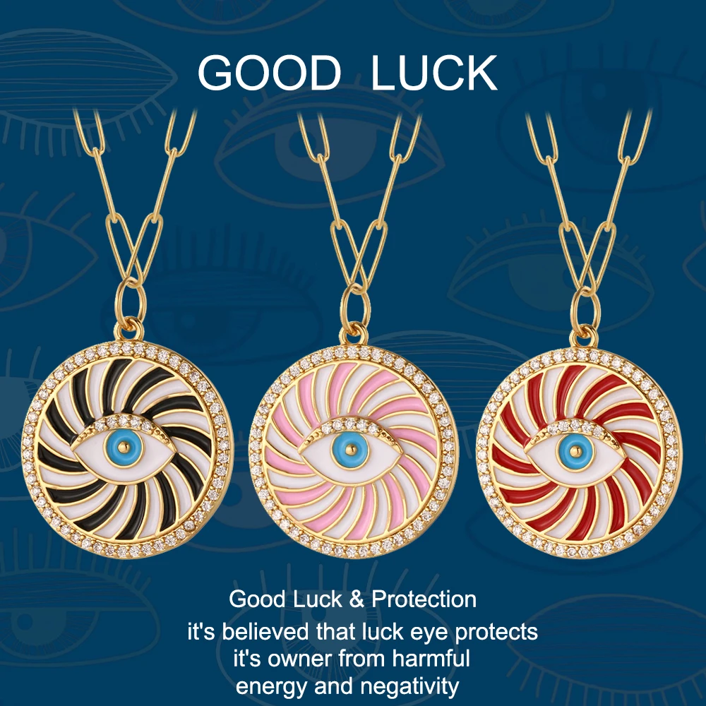 

1PC Enamel Zircon Blue Evil Eyes Pendant Necklace for Womens Jewelry Turkish Eye Gold Chains Choker Necklaces Clavicel Chains
