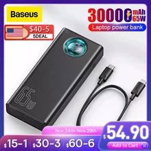 Baseus Power Bank 30000mAh 65W PD Quick Charge QC3.0 Powerbank For Laptop External Battery Charger For iPhone 13 Samsung  Xiaomi