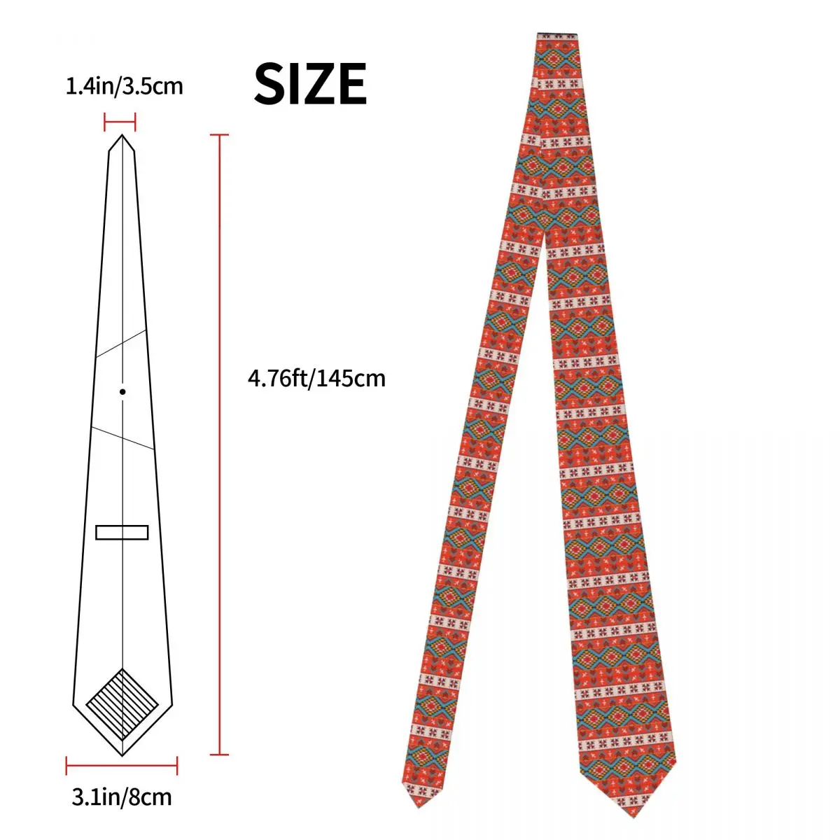 Aztec Red Navajo Men Necktie Fashion Polyester 8 cm Narrow Bohemian Ethnic Neck Tie for Men Daily Wear Cravat Wedding Cosplay images - 6