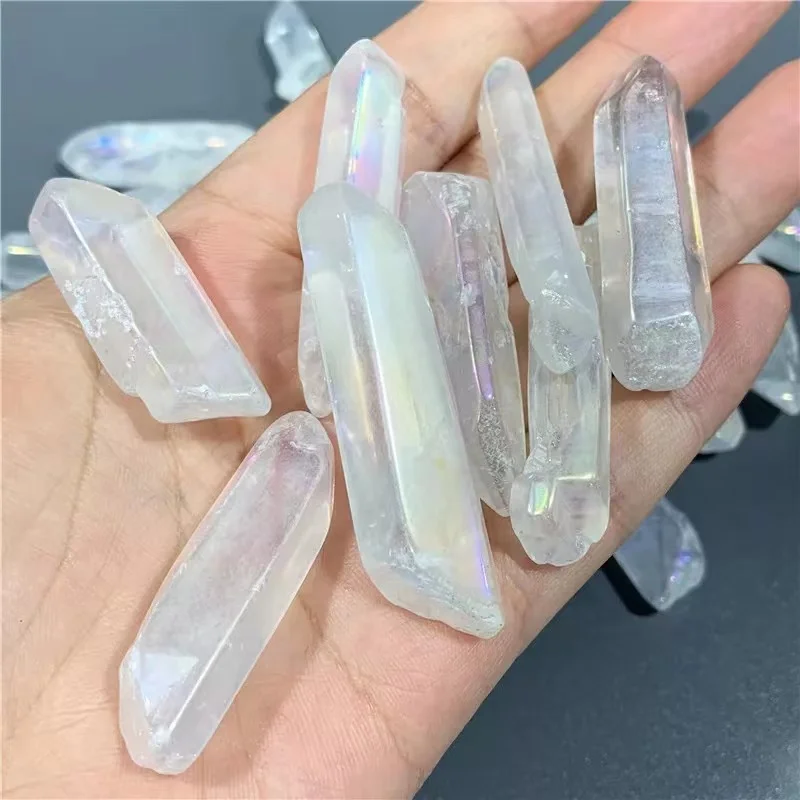 

White Aura Quartz Crystal Point Natural Healing Stone Wand