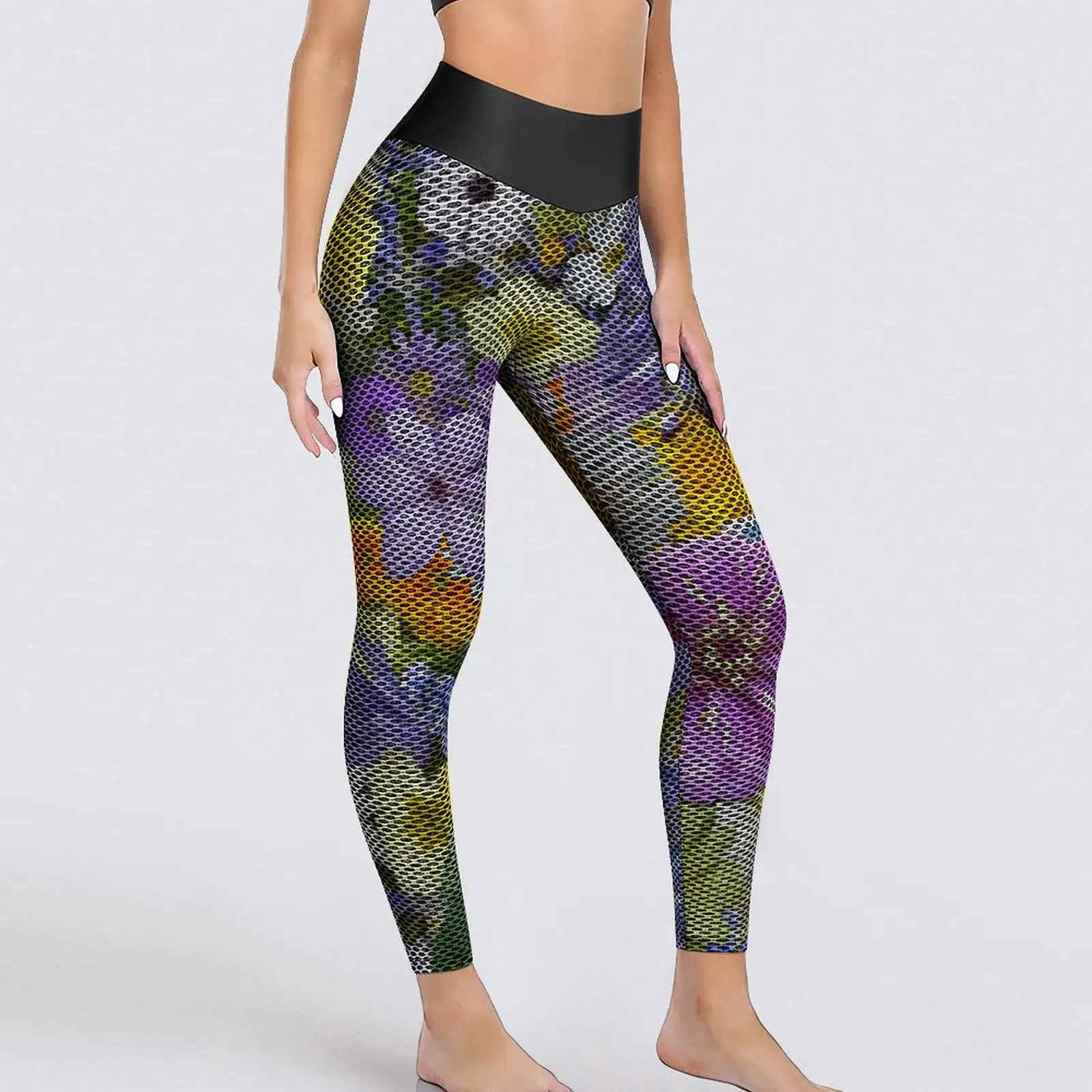 Colorful Flower Print Yoga Pants Women Florals and Butterflies Leggings Sexy Funny Yoga Sports Tights Seamless Work Out Leggins