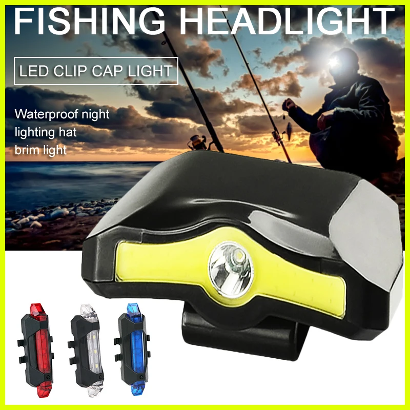 

Cap Clip on Light Fishing Headlight COB LED Headlamp Head Lamp for Outdoor Flashlight Camping Fishing Emergency Lighting
