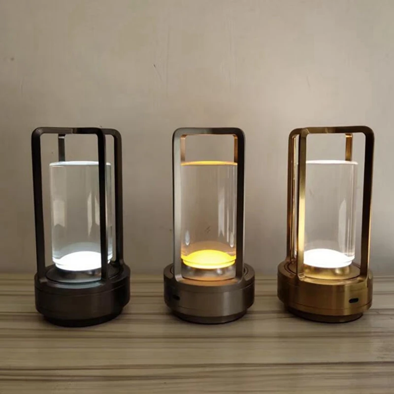 

2600Mah Rechargeable Led Table Lamp Modern Touch Adjustment Table Lamp Decoration Light For Bedroom Restaurant Black