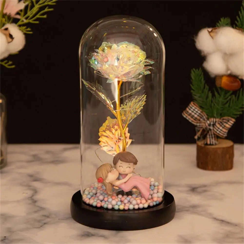 

Undeformable Compact Anti-fade Artificial Rose Ornament with LED Light for Home