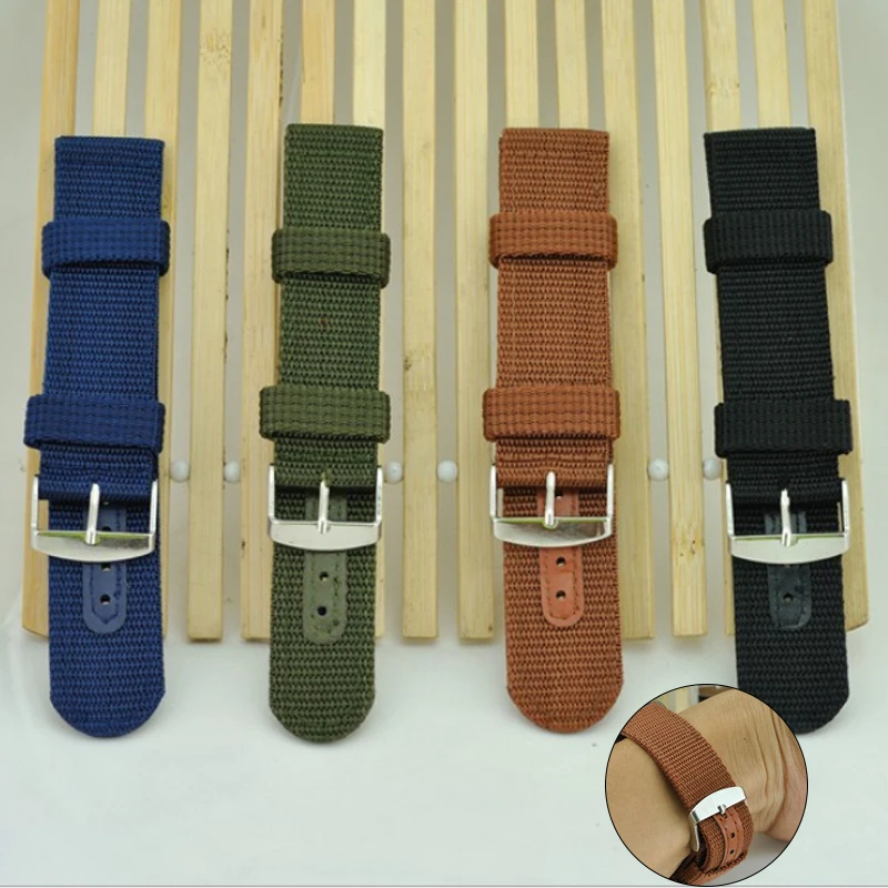

Canvas Nylon Watchbands for Women Men 18mm 20mm 22mm 24mm Sports Watch Strap Army Green Leather Wrist Bracelet Watch Bands