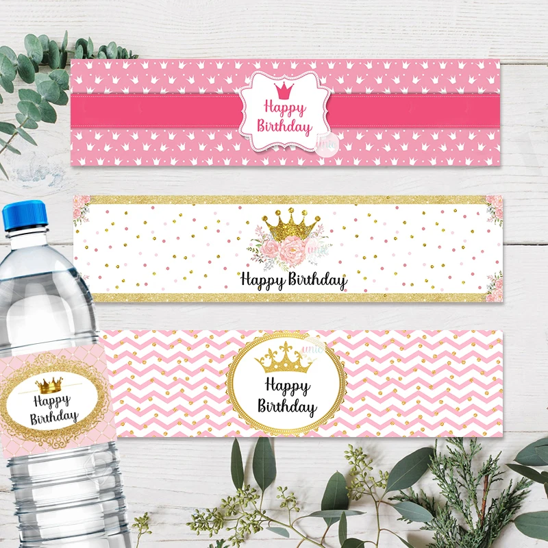 

30PCS Welcome Little Princess Custom Bottle Labels Girls Birthday Baby Shower Christening Baptism Bar Mitzvah Stickers Any Text