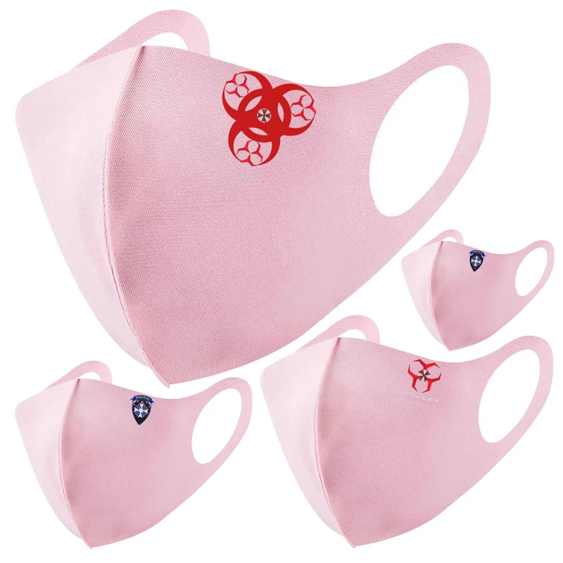 

Four Seasons Women face Mask Fashion PINK Ice Silk 3D face Mask Umbrella Corporation Printed ride sun protection Dust face Mask
