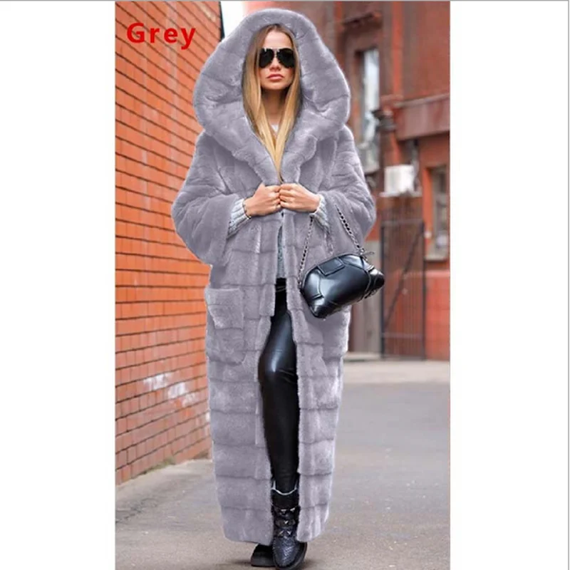 2022 Faux Fur Imitation Mink Fur Hooded Cotton-padded Coat To Keep Warm and Thicken Plush Plush Coat Women's Jacket Windbreaker