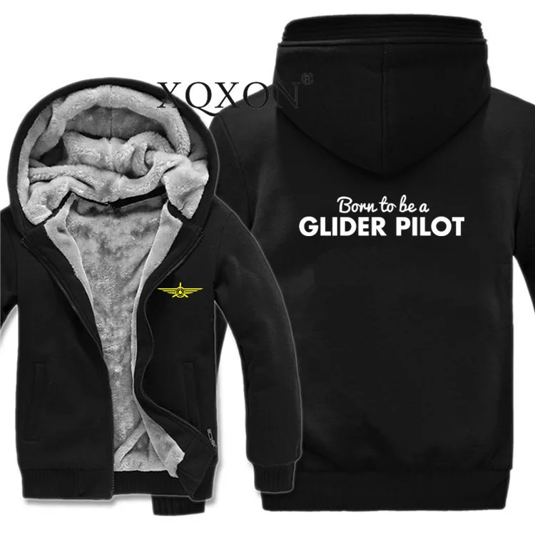 

New- 2022 New Pilot Men Zipper Pilot Hoodies Sweatshirts Born To Be A Glider Pilot Man Coat Wool Liner Fleece Hoodies-J635