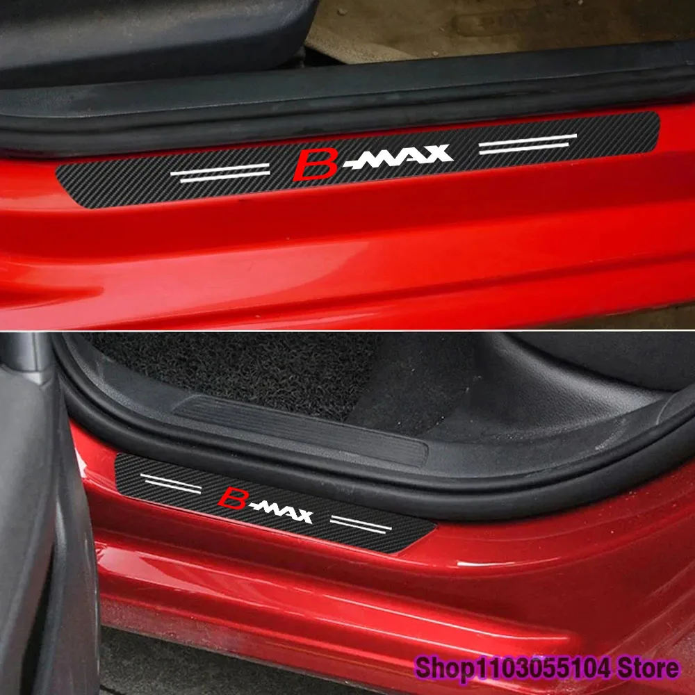 Фото 4 шт. наклеек на пороги автомобиля из углеродного волокна для Ford BMAX B-MAX CMAX C-MAX SMAX S-MAX MK1 MK2 MK3 №5