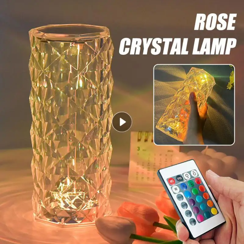 

Table Lamp Crystal Rechargeable LED Bar Rose Lamp Touch Dimmable Golden Desk Lamp Living Room Bedroom Hotel Lamp Bedside Lamp