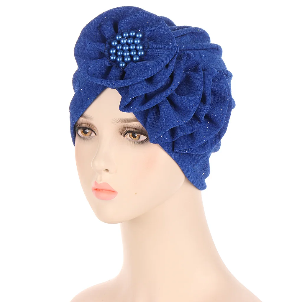 

2022 New Turban Hat Flower Wrap Head Beanies Muslim Headscarf Bonnet Women Hijab Cap India Hat Headpiece Turbante Mujer Musulman