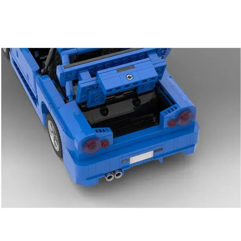 MOC- 174789 R34 Синий Суперкар Сборка Строительный Блок Модель1089Запчасти для