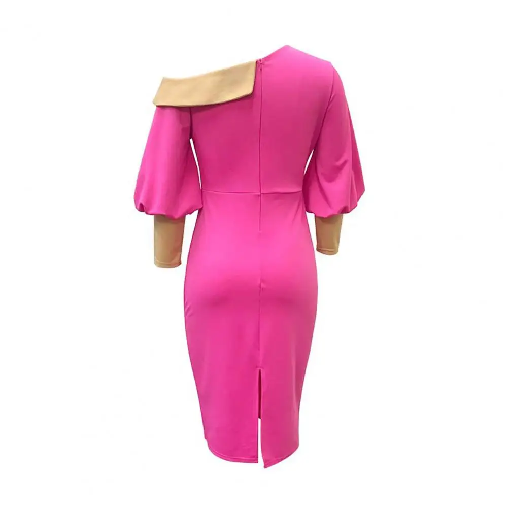 

Waist Tight Soft Texture Off Shoulder Office Lady Autumn Bodycon Dress Streetwear