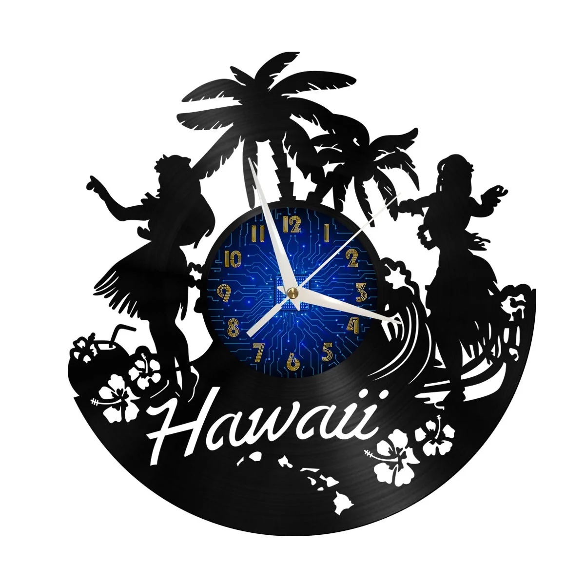 

Hawaiian Hula Vinyl Wall Clock, Vinyl Record Clock Wall Art Silent & Non-ticking