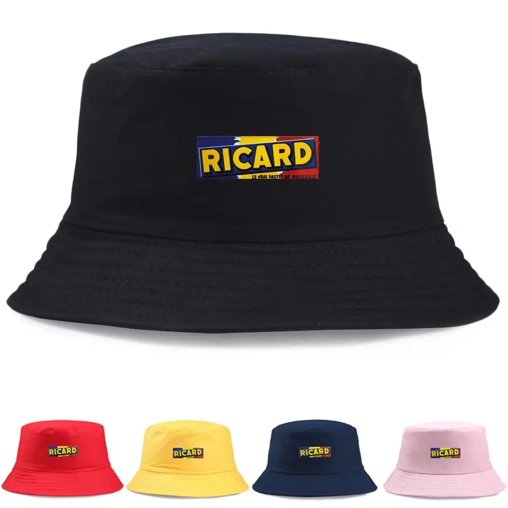 

Unisexe Summer Reversible RICARD Bucket Hats Men Women Cotton Fisherman Cap Girl Outdoor Panama Hat Outdoor Sun Cap