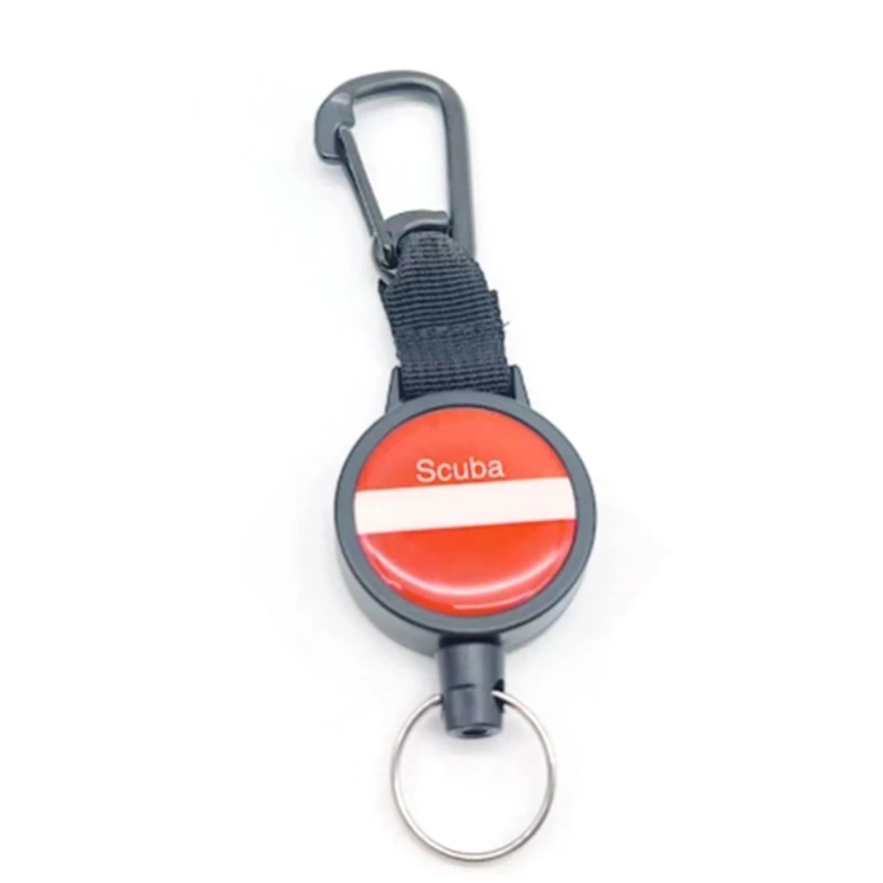 

Dive Safety Tool Scuba Diving Anti-Lost Spring Scalable Black Paint Stainless Steel Lanyard Under Water Accessories