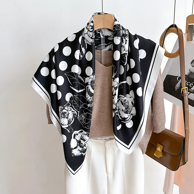 Квадратный шарф из шелкового твила для женщин роскошные шали и платки принт