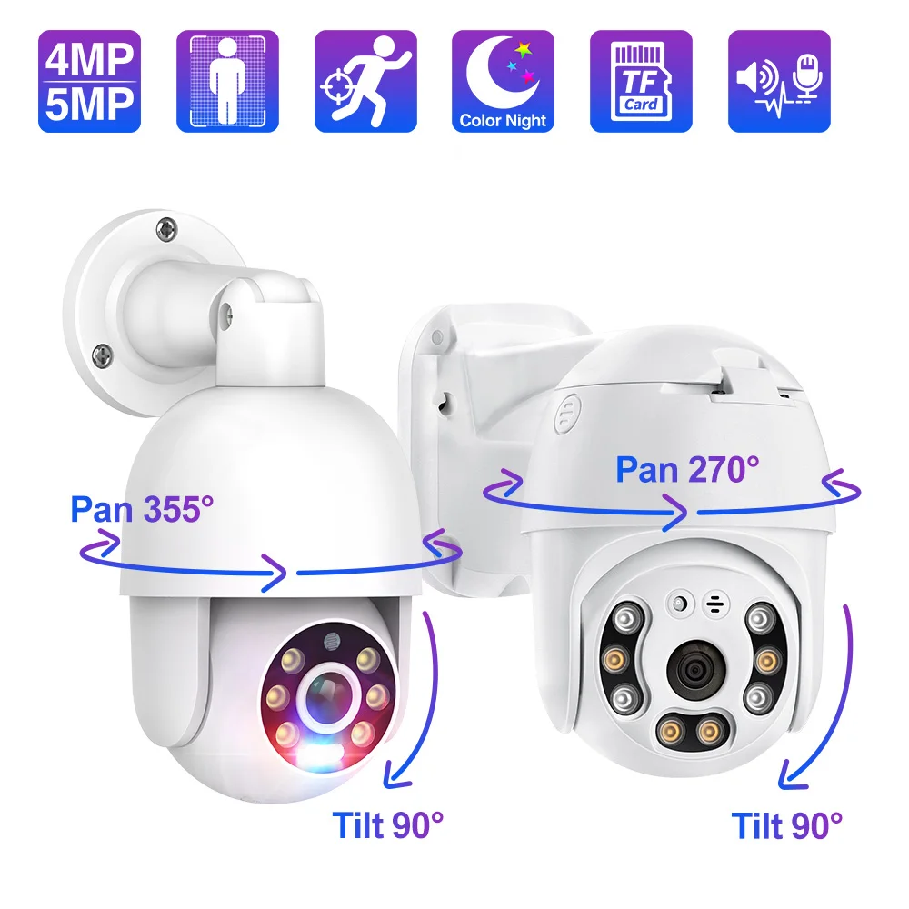 

Techage HD 5MP POE IP Camera Outdoor PTZ Camera Smart AI Human Detect Two-way Audio Record Colorful Night Vision Support Onvif