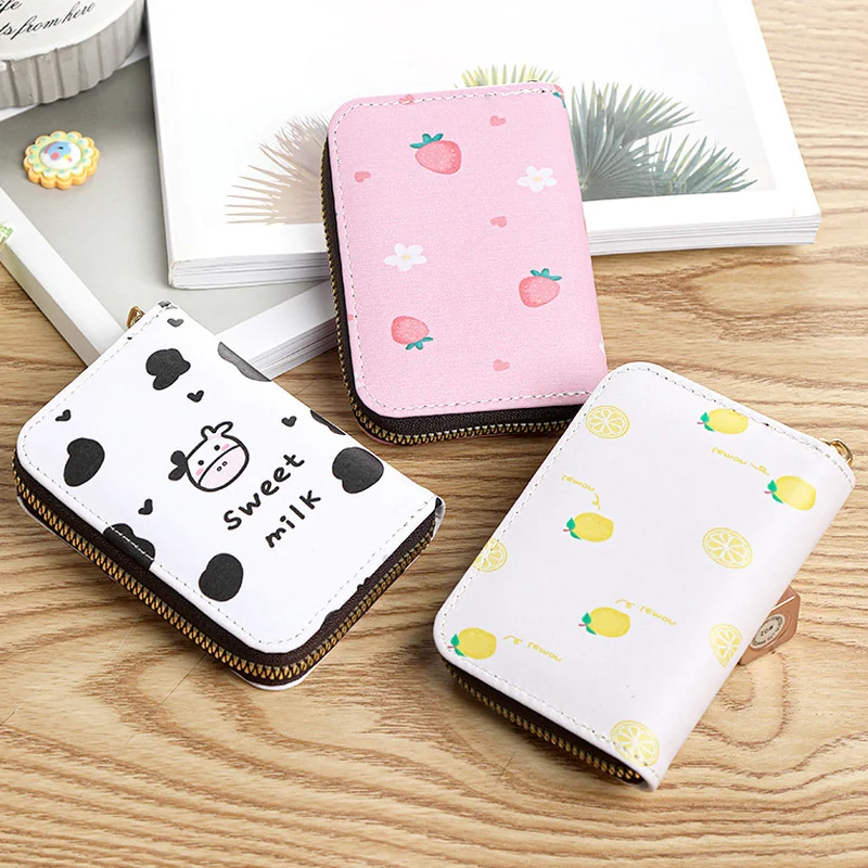 

Модный маленький кошелек из искусственной кожи с мультяшным принтом для нескольких карт, визитница, кошельки, мини-кошелек, женские кошельк...