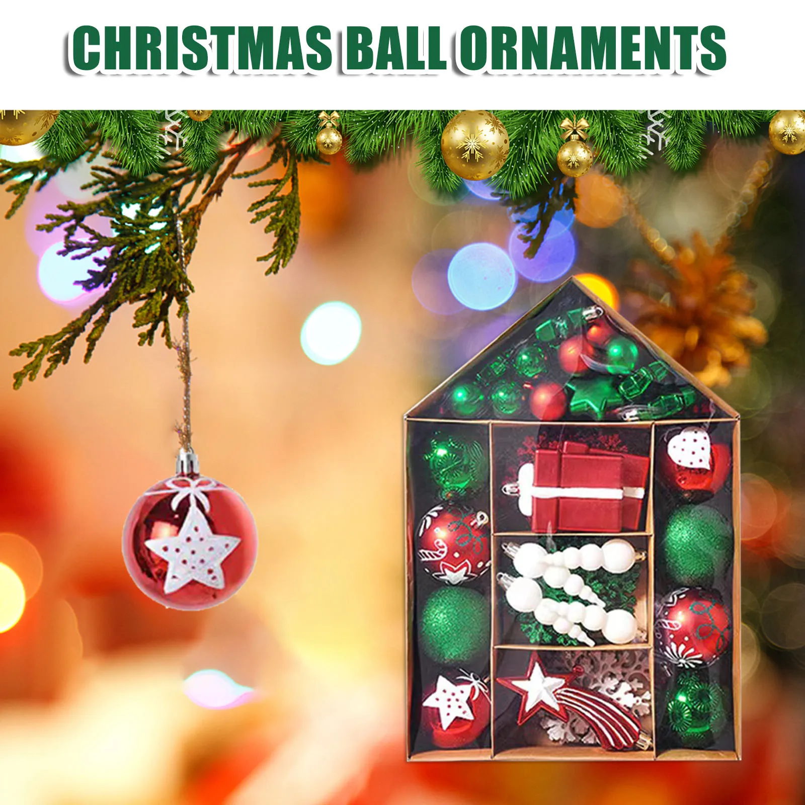 

70 шт., декоративные подвесные шары для новогодней ёлки