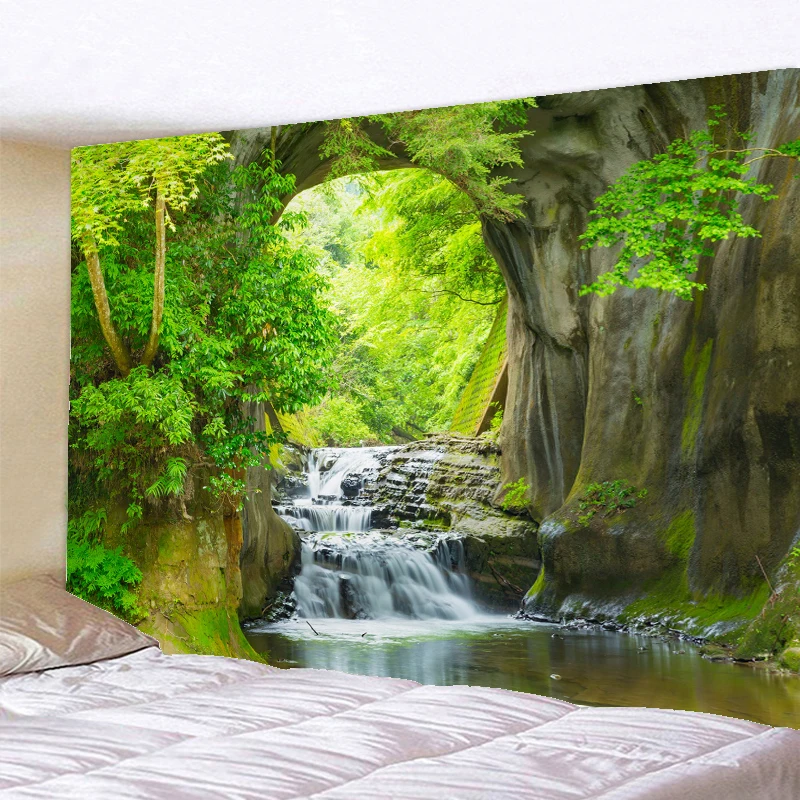 

Natural forest landscape large tapestry wall hanging psychedelic scene Mandala home Living Room art decor wall tapestry Yoga mat